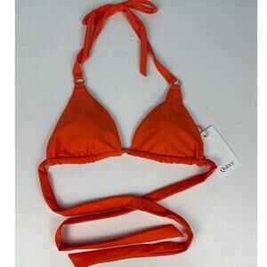 NWT Quince Italian Full Coverage Ring Triangle Bikini Top Sunset Orange Small